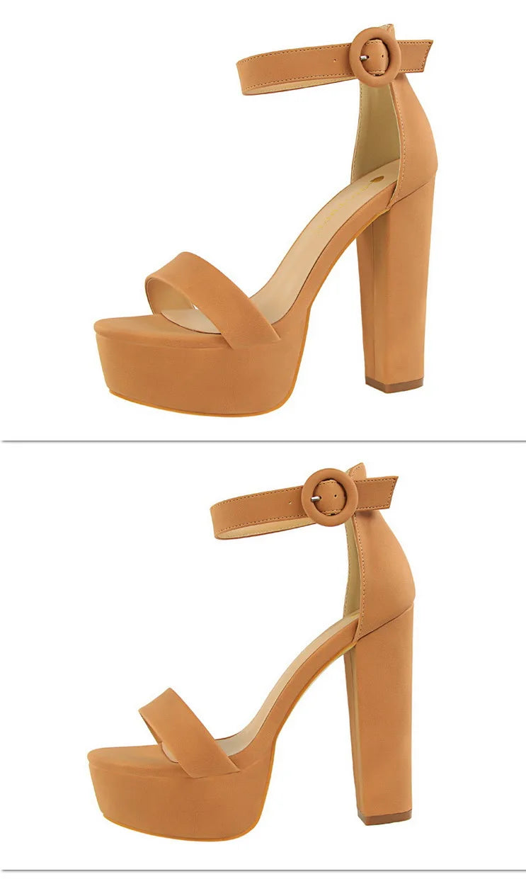 BIGTREE Pumps Block Heels Plateforme Boucle Femme – Sandales Sexy Fashion Talon Carré