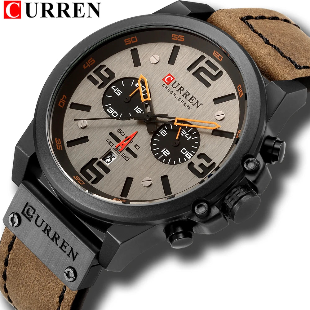 Montre Homme CURREN Luxe Quartz Cuir Militaire – Date Sport Business Fashion