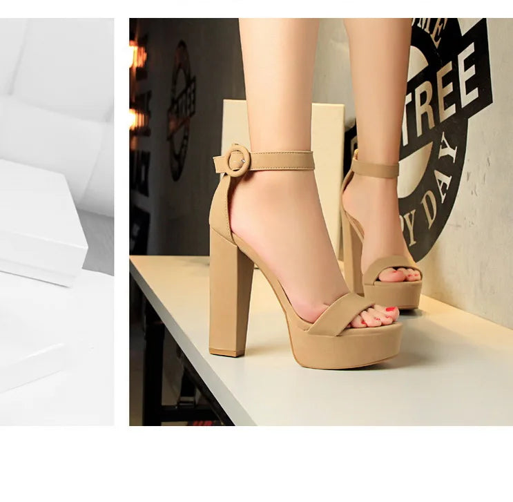 BIGTREE Pumps Block Heels Plateforme Boucle Femme – Sandales Sexy Fashion Talon Carré