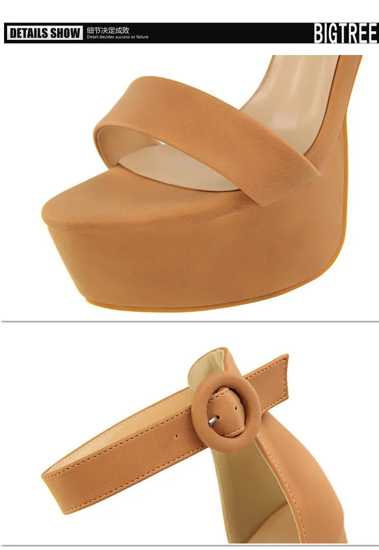 BIGTREE Pumps Block Heels Plateforme Boucle Femme – Sandales Sexy Fashion Talon Carré