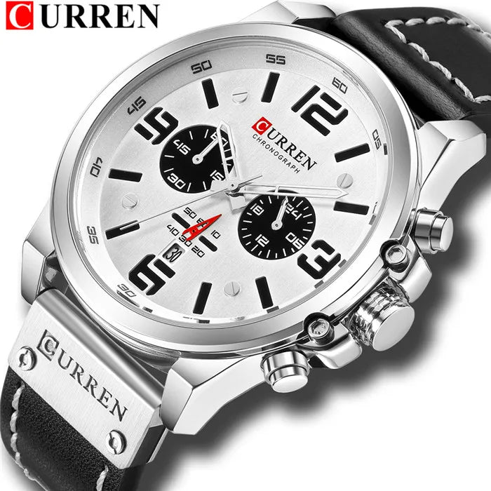 Montre Homme CURREN Luxe Quartz Cuir Militaire – Date Sport Business Fashion