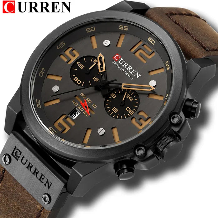 Montre Homme CURREN Luxe Quartz Cuir Militaire – Date Sport Business Fashion