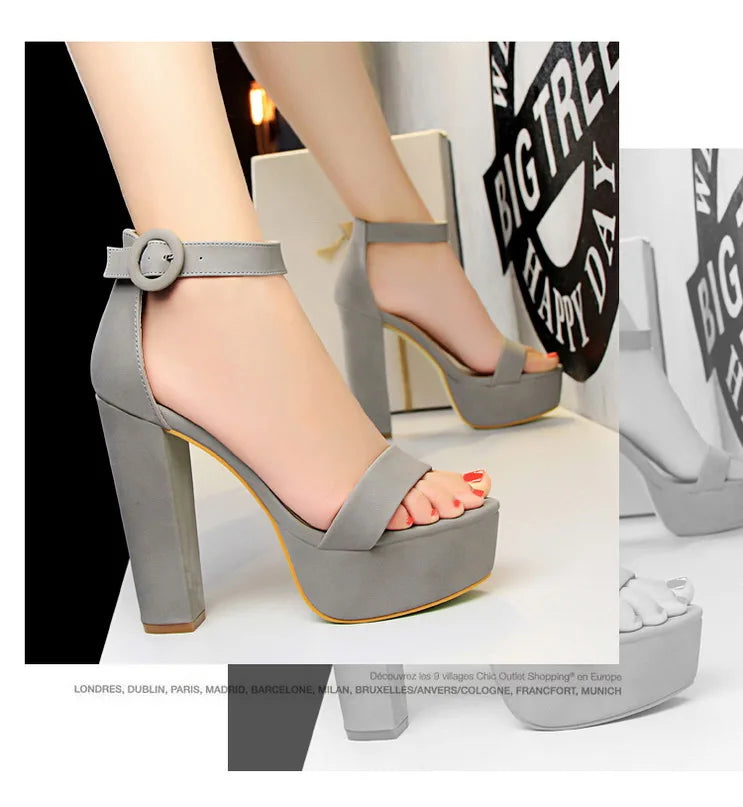BIGTREE Pumps Block Heels Plateforme Boucle Femme – Sandales Sexy Fashion Talon Carré