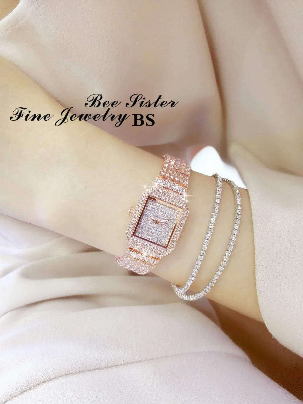Montre Femme Cristal Rhinestone Diamant – Bracelet Acier Robe Élégante Cadeau Luxe