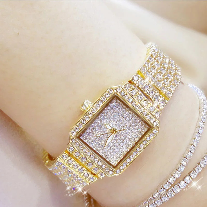 Montre Femme Cristal Rhinestone Diamant – Bracelet Acier Robe Élégante Cadeau Luxe