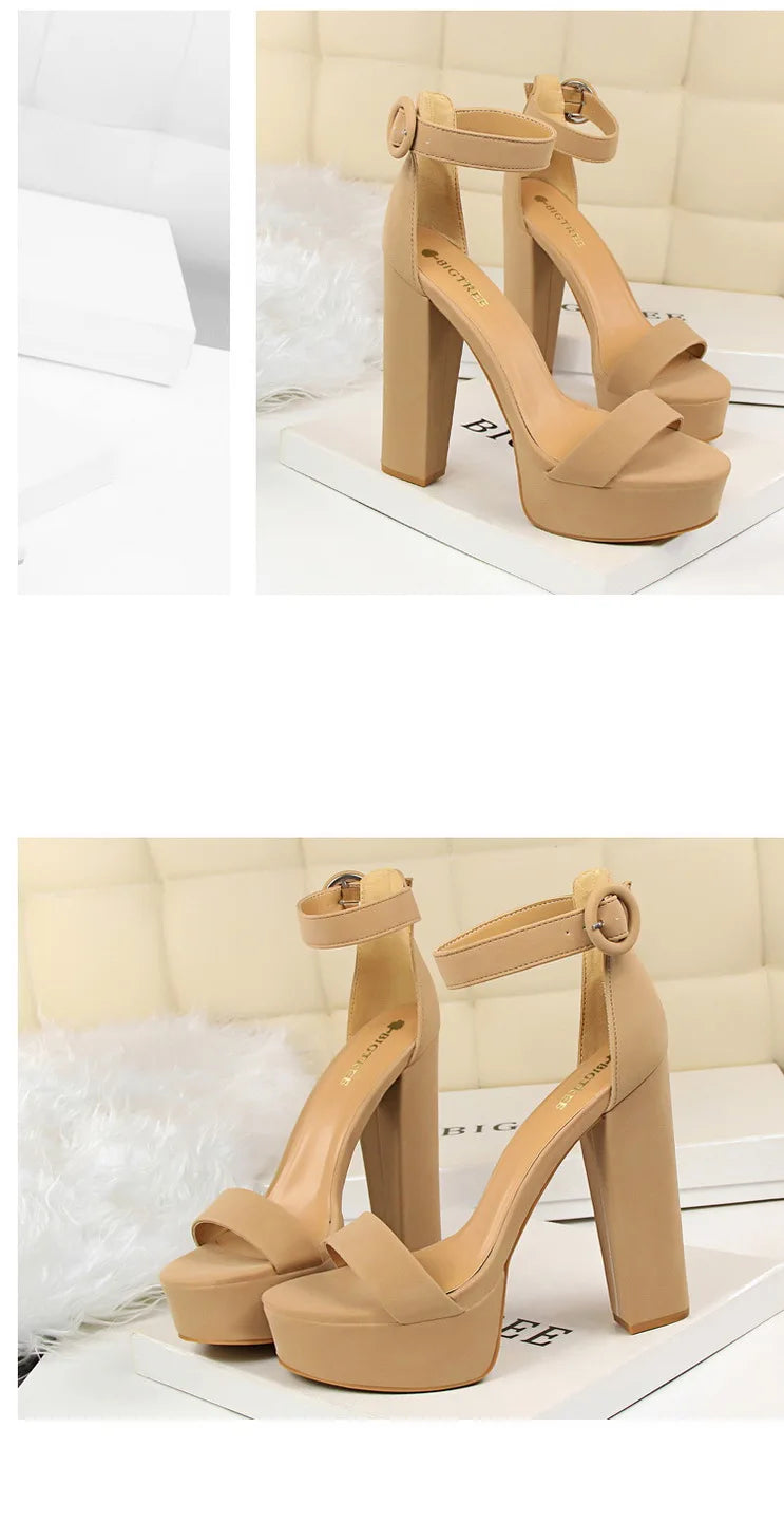 BIGTREE Pumps Block Heels Plateforme Boucle Femme – Sandales Sexy Fashion Talon Carré