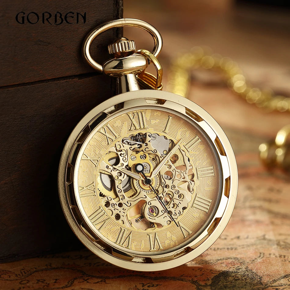 Montre de Gousset Mécanique Squelette Steampunk Antique – Pendentif Remontage Manuel Luxe