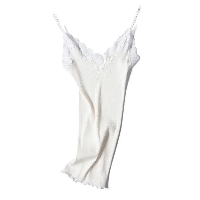 Camisole Dentelle 70% Soie Naturelle & 30% Coton - Basique Luxe Doux Couleur Unie | SuyaDream