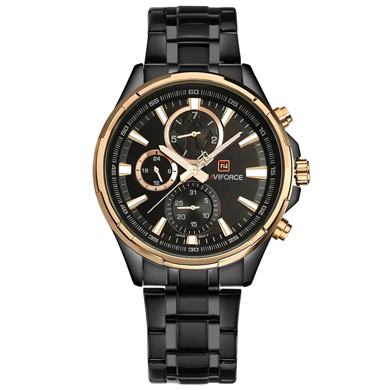 Montre Homme NAVIFORCE Luxe Business Quartz Affichage 24h Date Acier Inoxydable Sport Élégante | Montre NAVIFORCE Luxe Business Quartz Premium