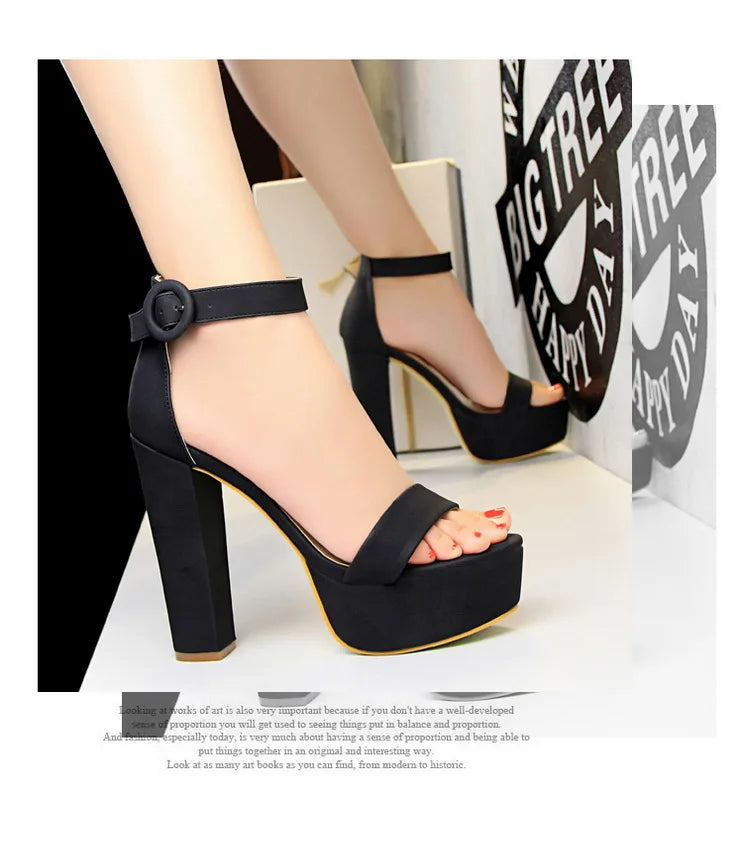 BIGTREE Pumps Block Heels Plateforme Boucle Femme – Sandales Sexy Fashion Talon Carré