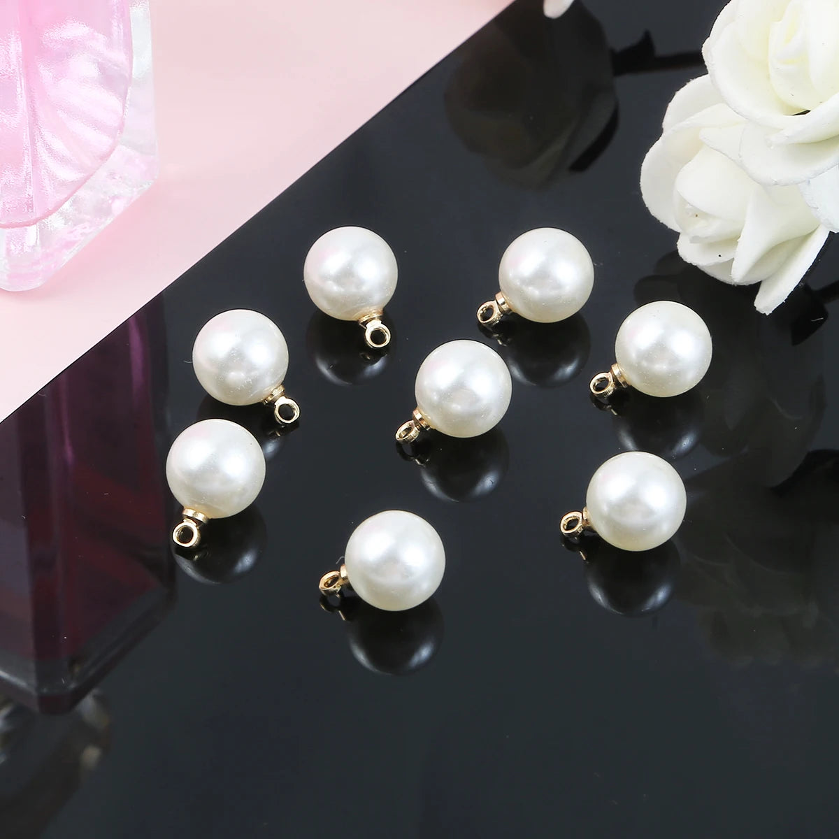 Perles Rondes Imitation Nacre ABS Lot 10 pcs – Pendentifs & Charms DIY | Boucles d’Oreilles, Bracelet, Collier & Choker | Accessoires Création Bijoux Premium