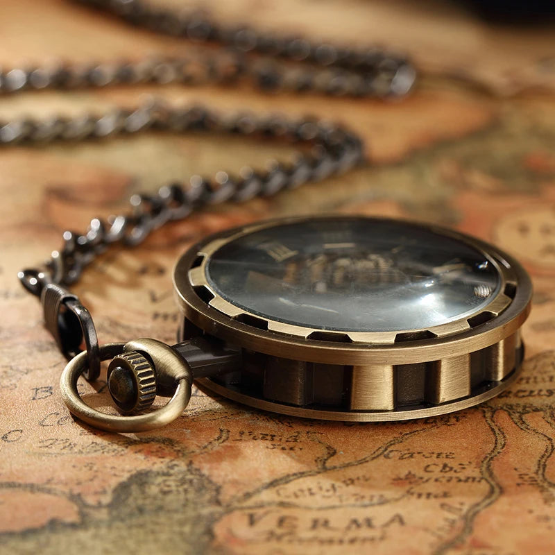 Montre de Gousset Mécanique Squelette Steampunk Antique – Pendentif Remontage Manuel Luxe