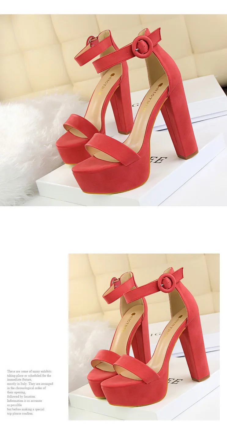 BIGTREE Pumps Block Heels Plateforme Boucle Femme – Sandales Sexy Fashion Talon Carré