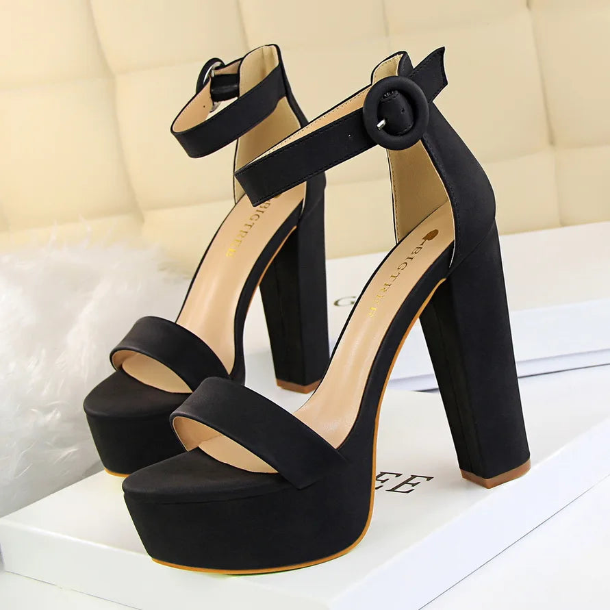 BIGTREE Pumps Block Heels Plateforme Boucle Femme – Sandales Sexy Fashion Talon Carré