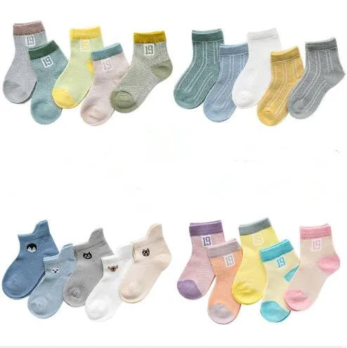 Lot 5 Paires Chaussettes Bébé Couleurs Assorties – Chaussettes Été Nouveau-Né 0-3 Ans