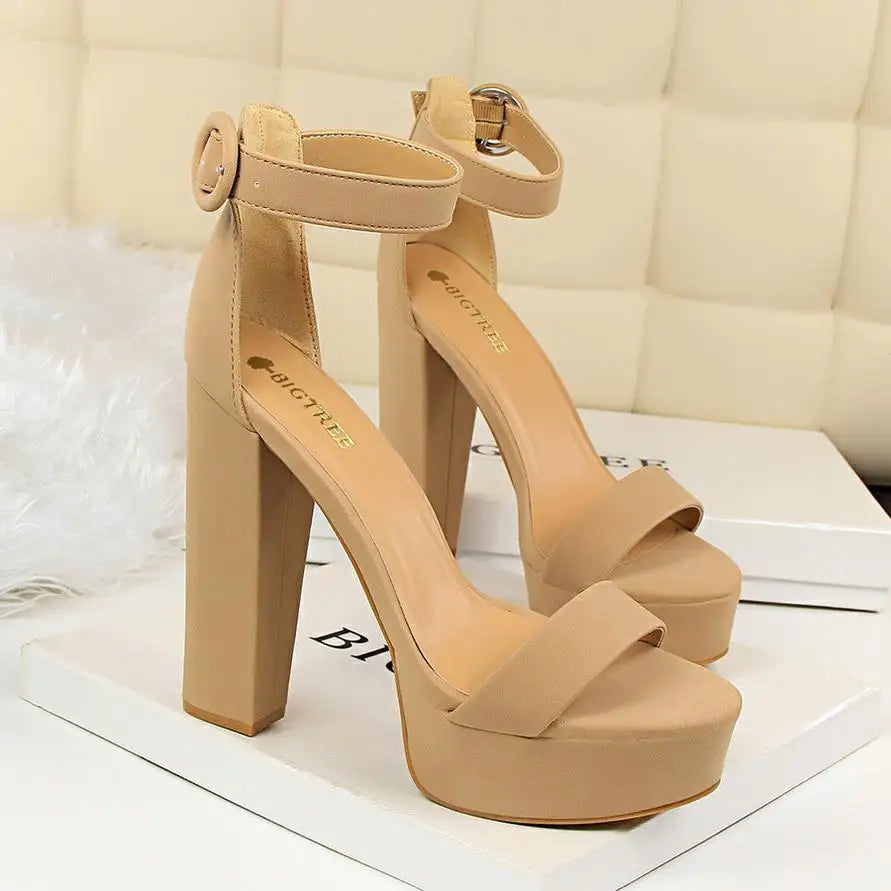 BIGTREE Pumps Block Heels Plateforme Boucle Femme – Sandales Sexy Fashion Talon Carré