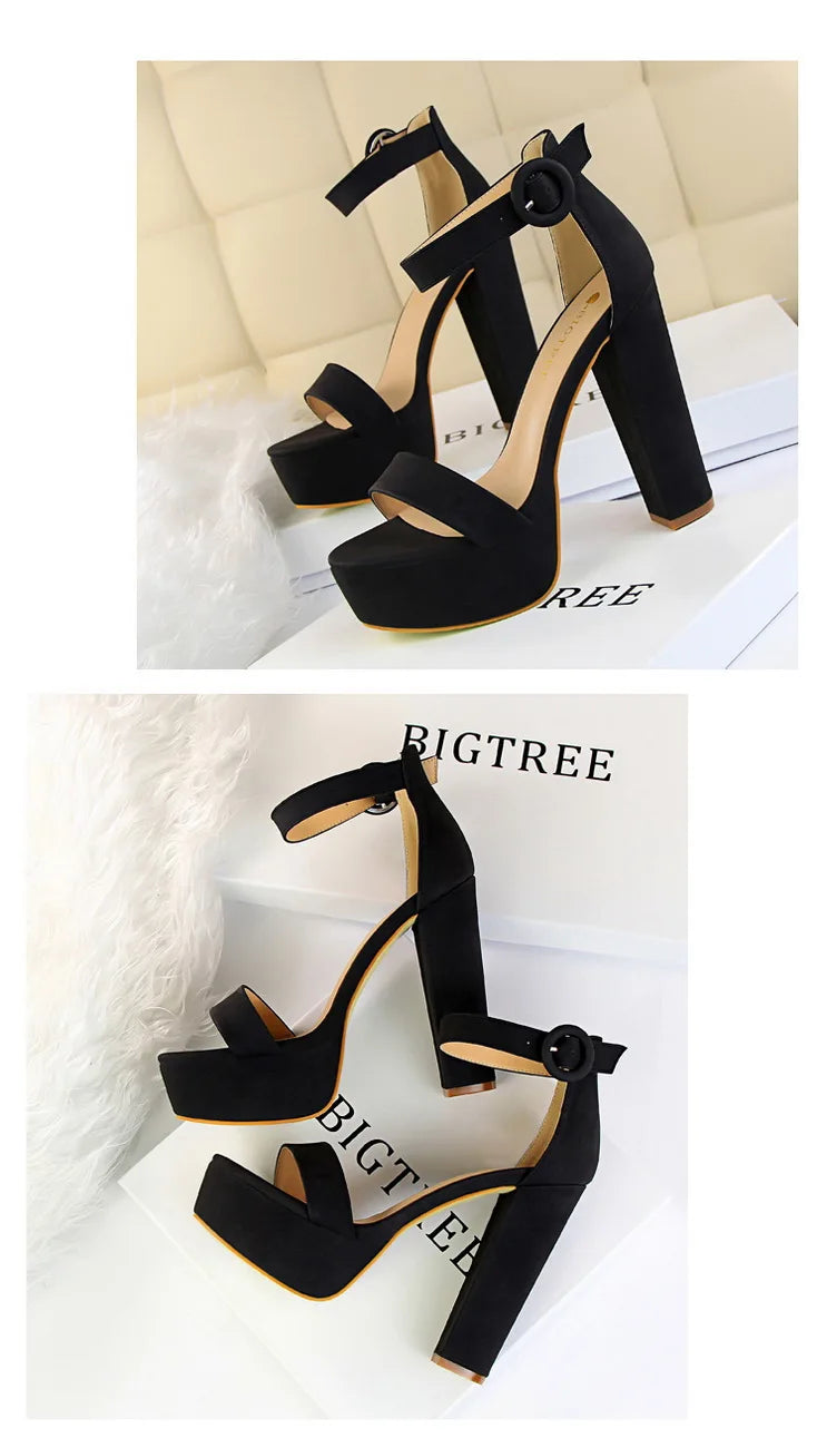 BIGTREE Pumps Block Heels Plateforme Boucle Femme – Sandales Sexy Fashion Talon Carré