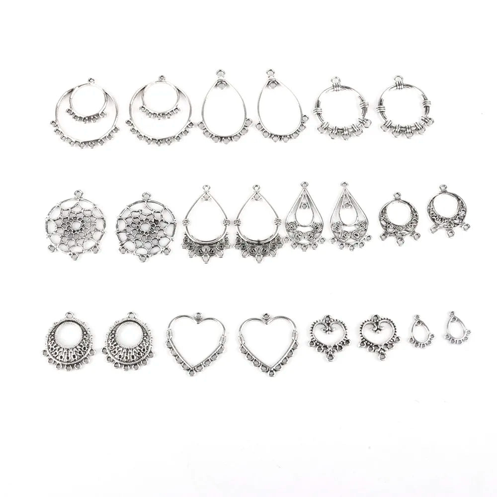 Lot 10 Connecteurs Boucles d'Oreilles Argent Antique — Accessoires DIY Bijoux