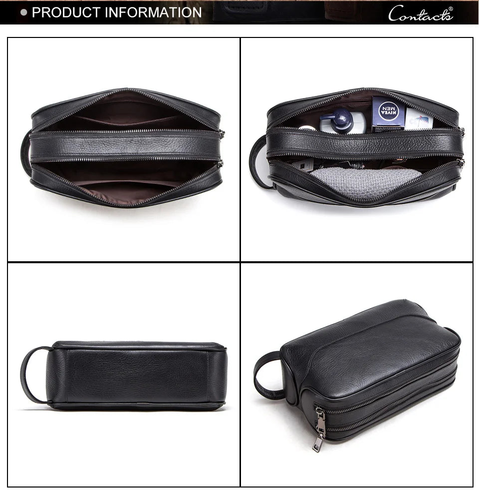 Trousse de Toilette Homme Cuir Véritable Vintage – Sac Cosmétique Organisateur Voyage