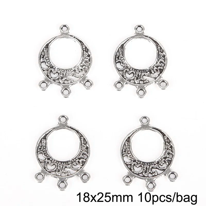 Lot 10 Connecteurs Boucles d'Oreilles Argent Antique — Accessoires DIY Bijoux