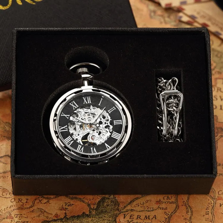 Montre de Gousset Mécanique Squelette Steampunk Antique – Pendentif Remontage Manuel Luxe