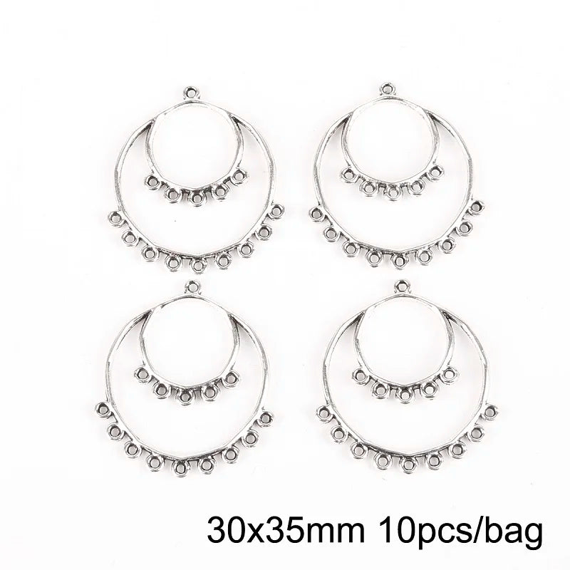 Lot 10 Connecteurs Boucles d'Oreilles Argent Antique — Accessoires DIY Bijoux