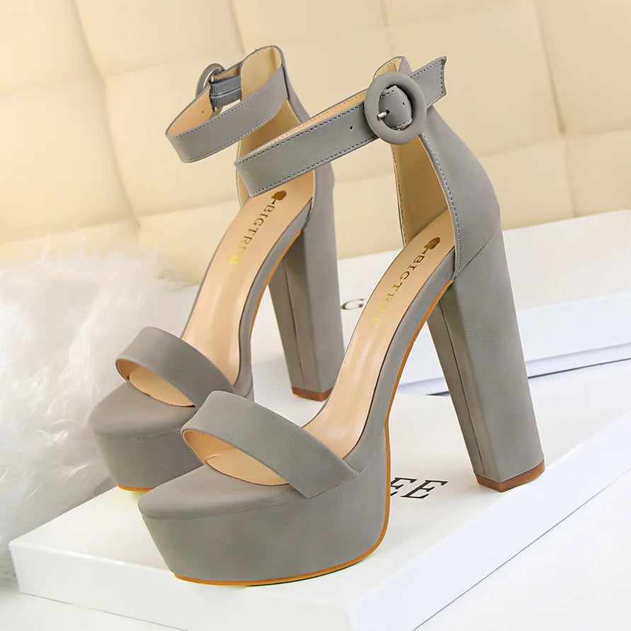 BIGTREE Pumps Block Heels Plateforme Boucle Femme – Sandales Sexy Fashion Talon Carré