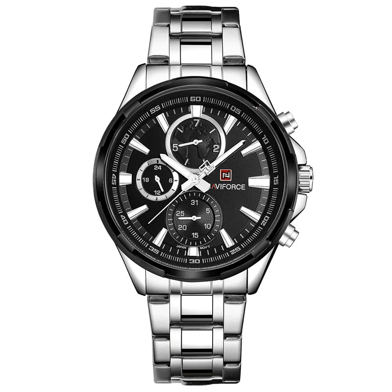 Montre Homme NAVIFORCE Luxe Business Quartz Affichage 24h Date Acier Inoxydable Sport Élégante | Montre NAVIFORCE Luxe Business Quartz Premium