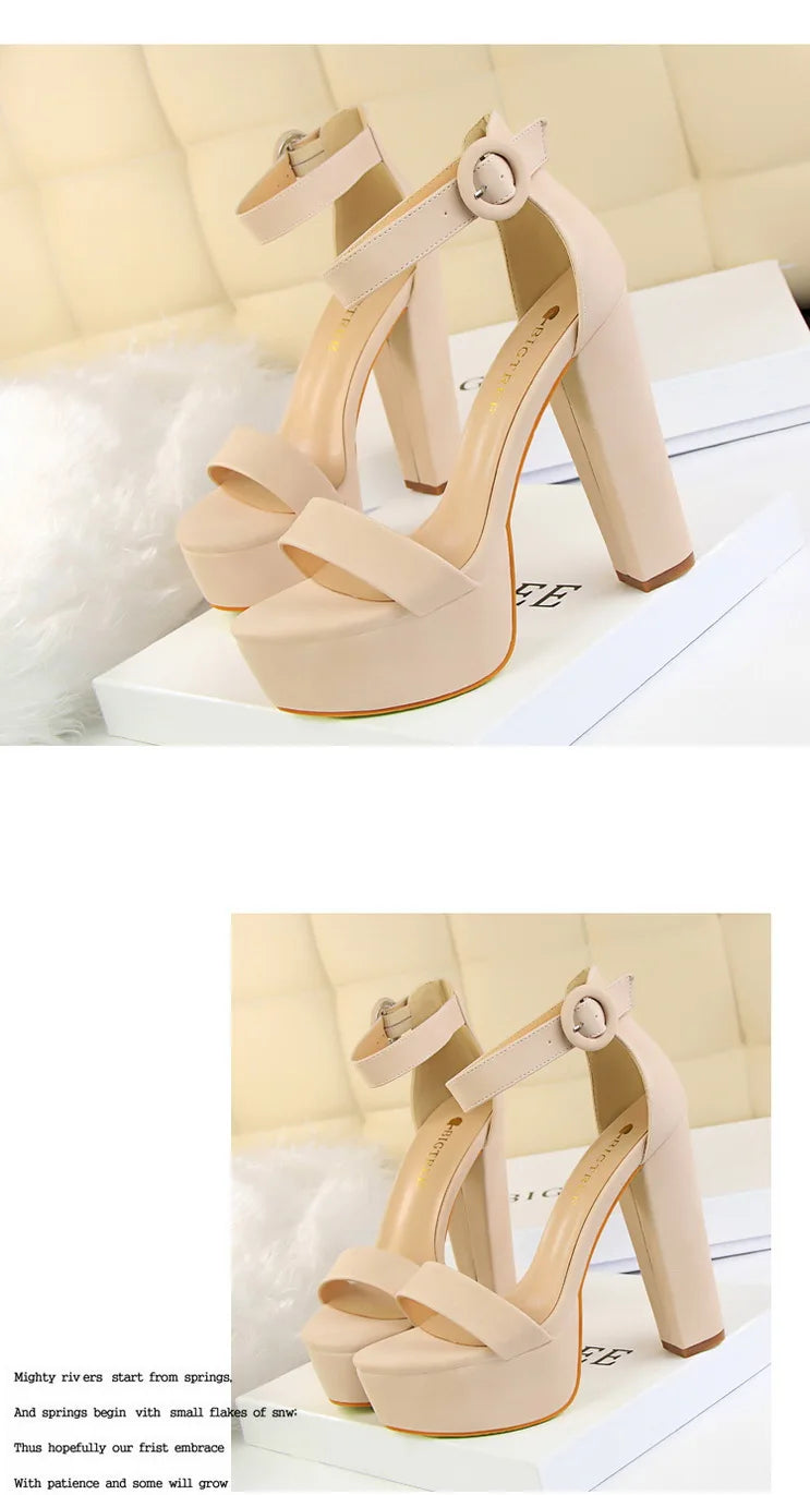 BIGTREE Pumps Block Heels Plateforme Boucle Femme – Sandales Sexy Fashion Talon Carré