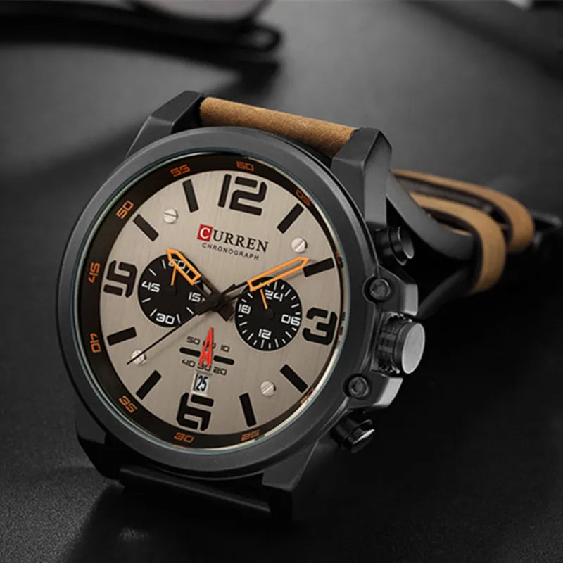 Montre Homme CURREN Luxe Quartz Cuir Militaire – Date Sport Business Fashion