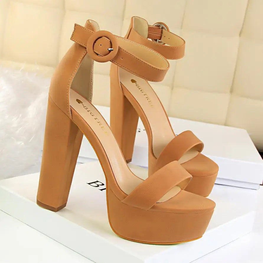 BIGTREE Pumps Block Heels Plateforme Boucle Femme – Sandales Sexy Fashion Talon Carré