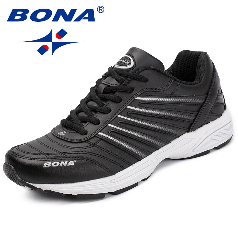 BONA Sneakers Cuir Fendu Lacets Loafers Homme – Casual Outdoor Fashion Flat Classiques