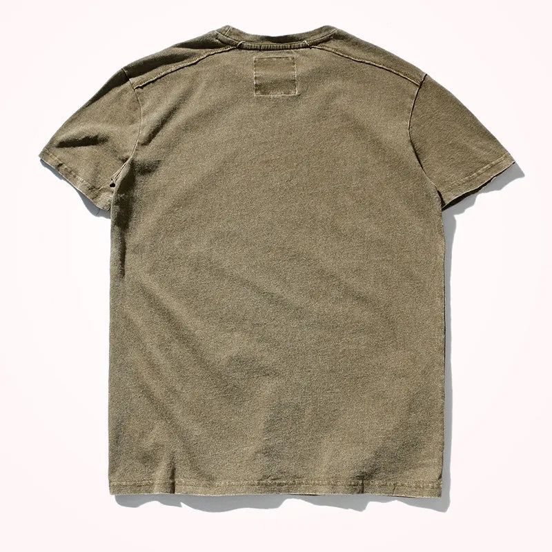 T-Shirt Homme Style Américain Streetwear Imprimé Col Rond Manches Courtes Coton Pur Lavé Vintage Casual Été Authentique Tendance – Tee Shirt Streetwear Premium Washed USA | Mode Homme Streetwear Premium