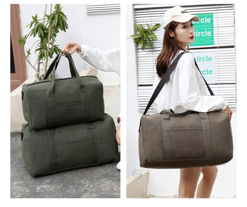 Sac de Voyage Pliable Grande Capacité Canvas Unisexe – Duffel Bag Épaule | Fitness, Gym & Voyage | Portable & Résistant