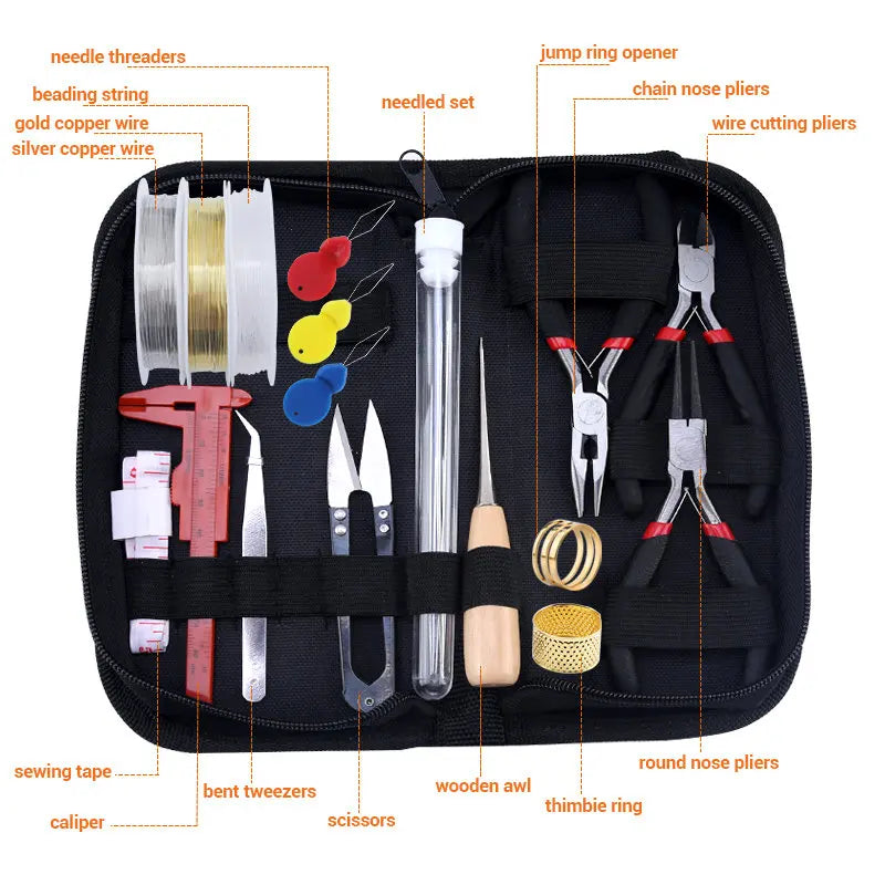 Komplettset zum Herstellen und Reparieren von DIY-Schmuck – Werkzeuge, Kupferdrähte, Drähte & Schmuckzubehör | Ideal für Anfängerinnen & Handarbeitskünstlerinnen