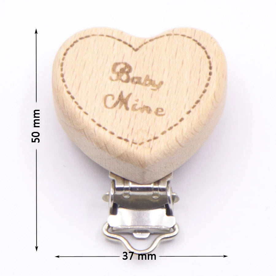 Los 5 Schnullerclips Holz Tiere – Schnullerkette Hase Elefant Stern Beißring Baby