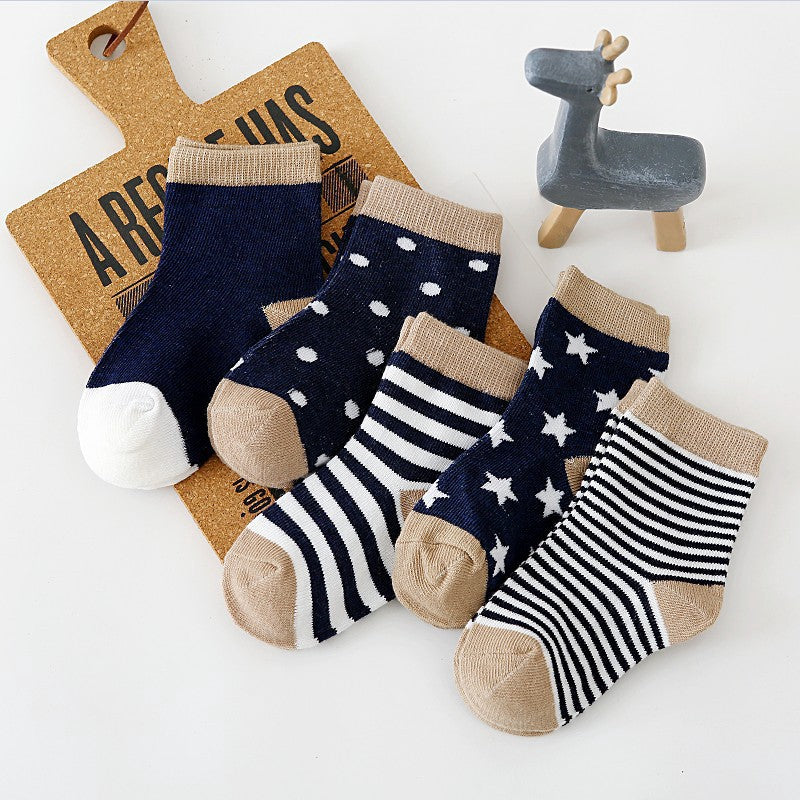 5er-Pack Kindersocken Baumwolle Tiermuster – Frühling Herbst Baby Jungen Mädchen 0-6 Jahre