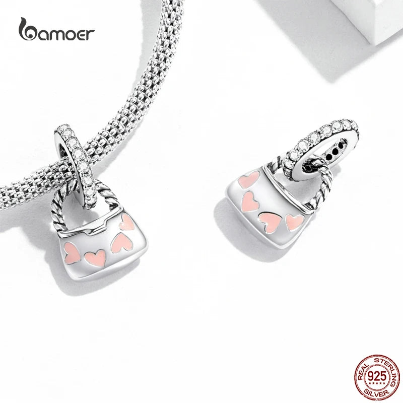 Charm Argent 925 Fleur de Lotus Rose Bamoer – Pendentif Sac & Bracelet DIY | Bijou Fin Femme Premium Élégant & Symbolique