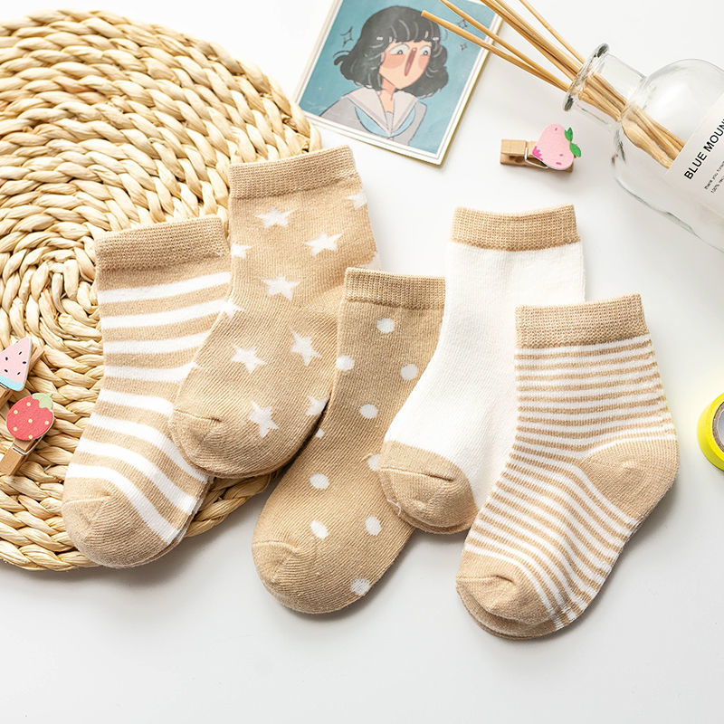 5er-Pack Kindersocken Baumwolle Tiermuster – Frühling Herbst Baby Jungen Mädchen 0-6 Jahre