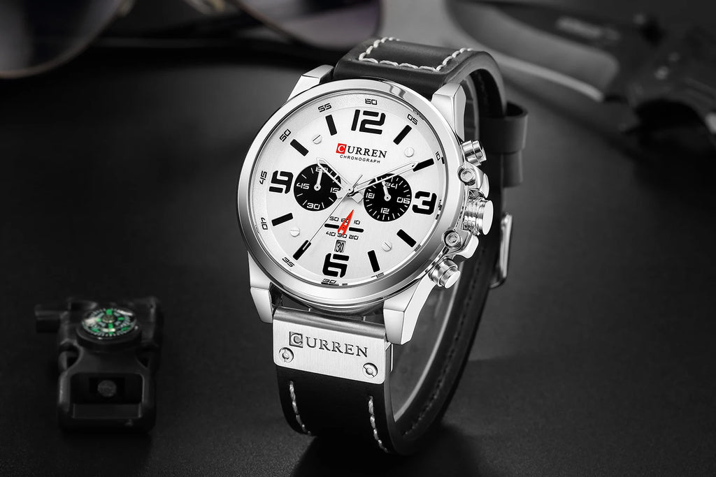 Montre Homme CURREN Luxe Quartz Cuir Militaire – Date Sport Business Fashion