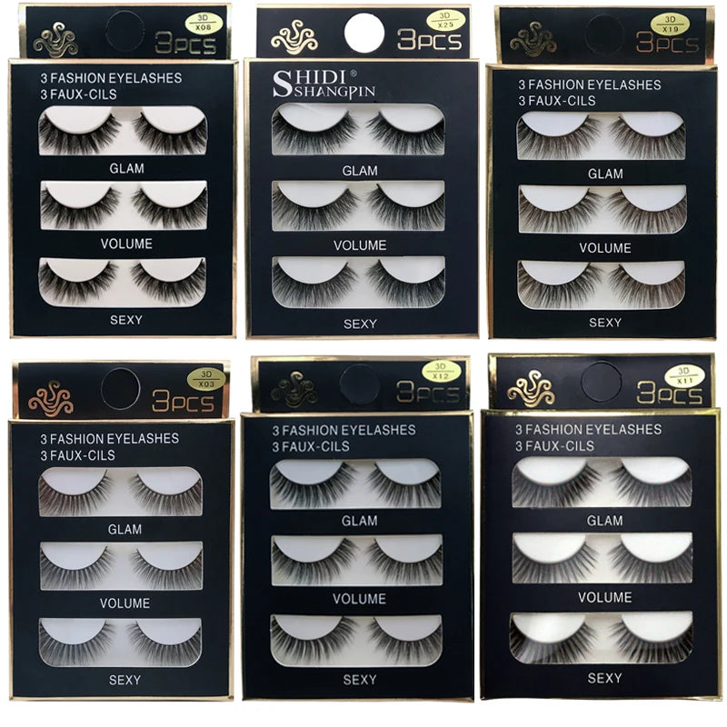 Lot 3 Paires Faux Cils 3D Vison SHIDISHANGPIN – 27 Styles Fluffy Wispy Épais | Cils Faux Faits Main Maquillage Yeux