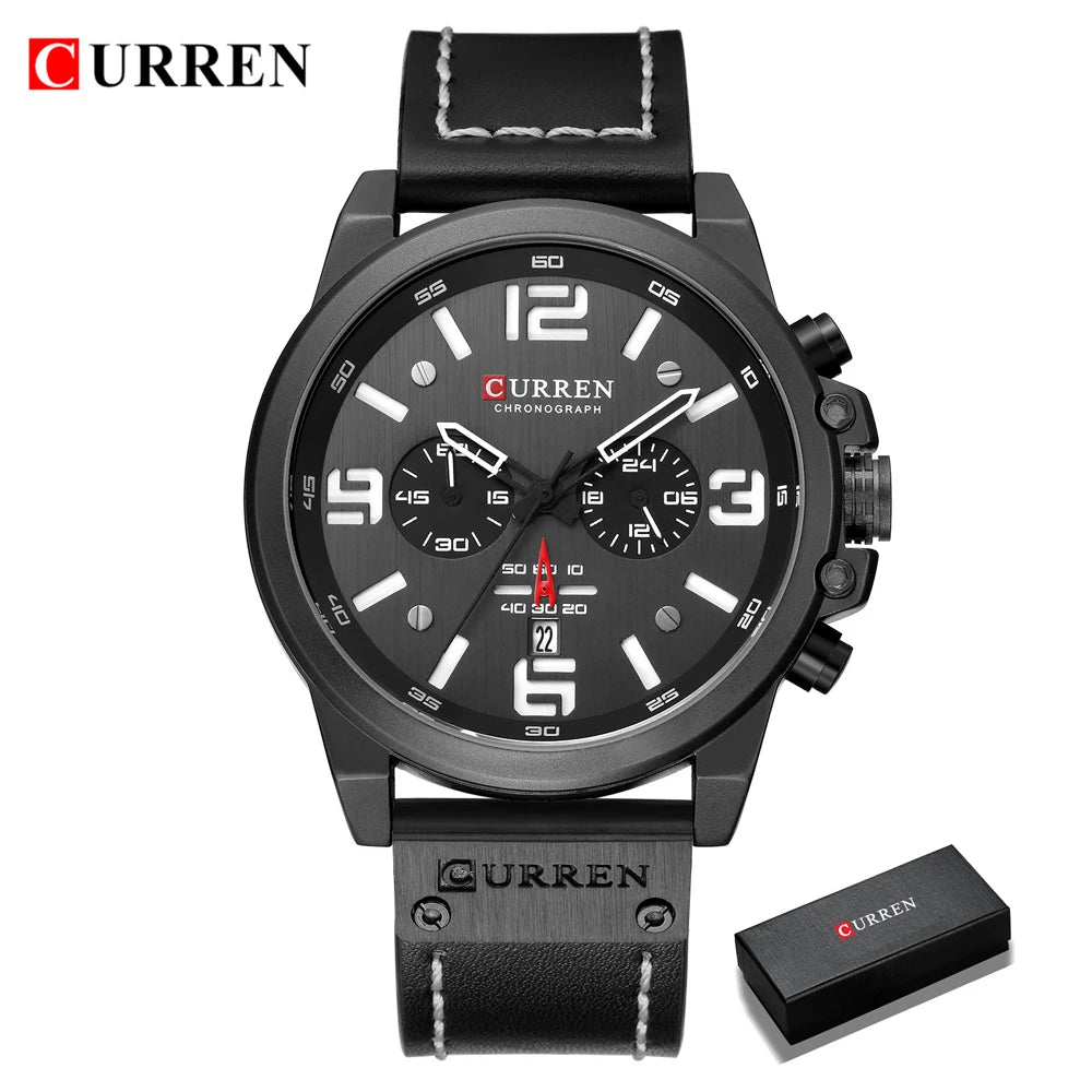 Montre Homme CURREN Luxe Quartz Cuir Militaire – Date Sport Business Fashion