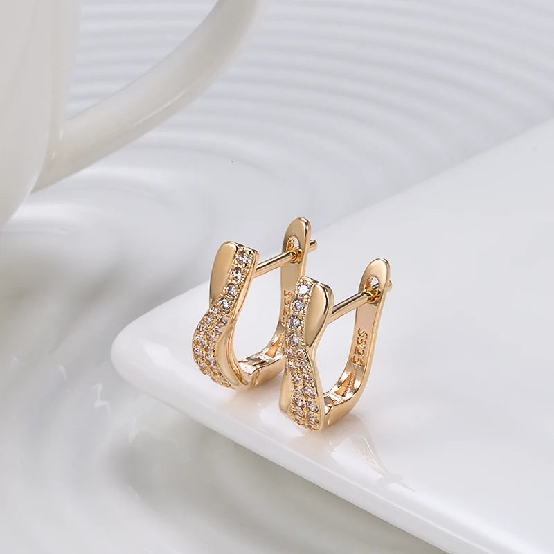 Boucles d'Oreilles Zircon Croix Rose Gold Kinel – Luxe Vintage Mariage Bijou Femme 2021
