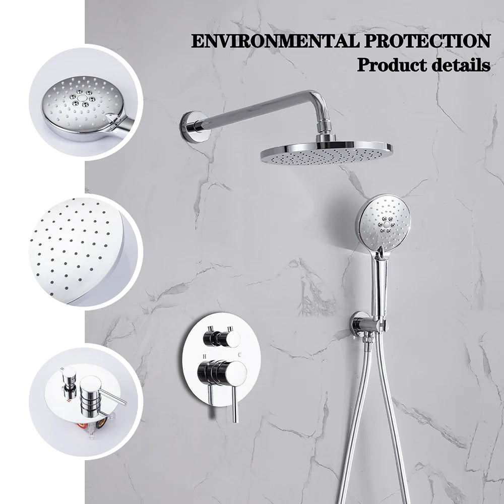 DQOK Ensemble Douche Thermostatique Chrome – Cascade & Pluie, Mitigeur Baignoire | Système Douche Complet