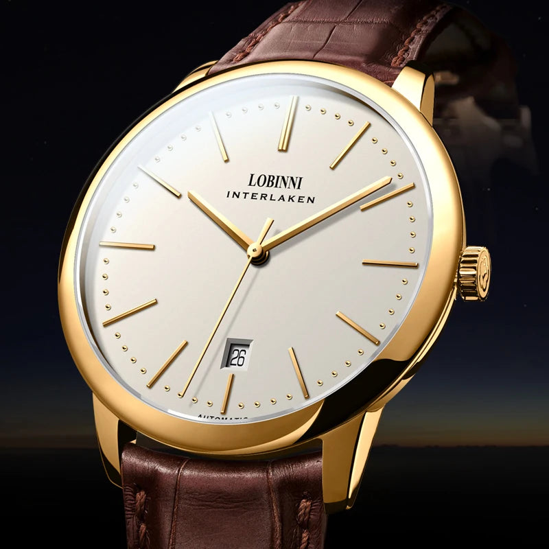 Montre Homme Lobinni Automatique Mécanique – Mouvement Miyota 9015 Ultra-Fine Étanche