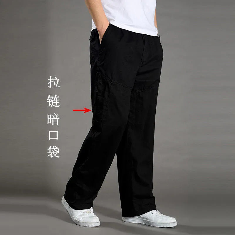 Pantalon Cargo Homme Coton Noir Travail Casual – Jogger Escalade Sport Printemps Été Automne Twill | Mode Homme Outdoor