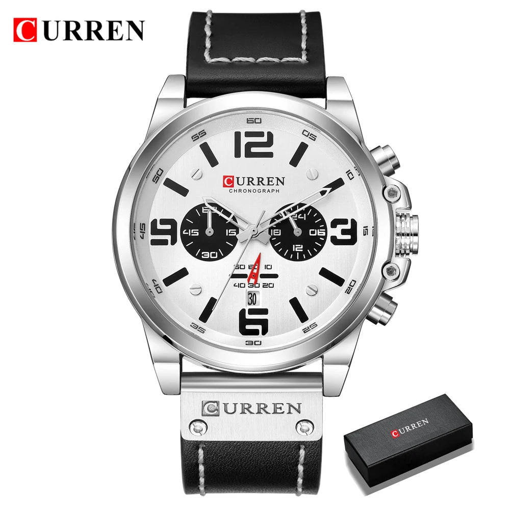Montre Homme CURREN Luxe Quartz Cuir Militaire – Date Sport Business Fashion