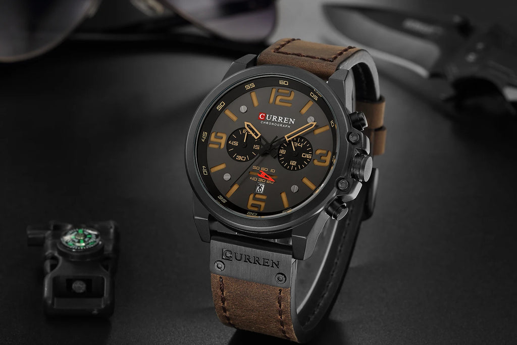 Montre Homme CURREN Luxe Quartz Cuir Militaire – Date Sport Business Fashion