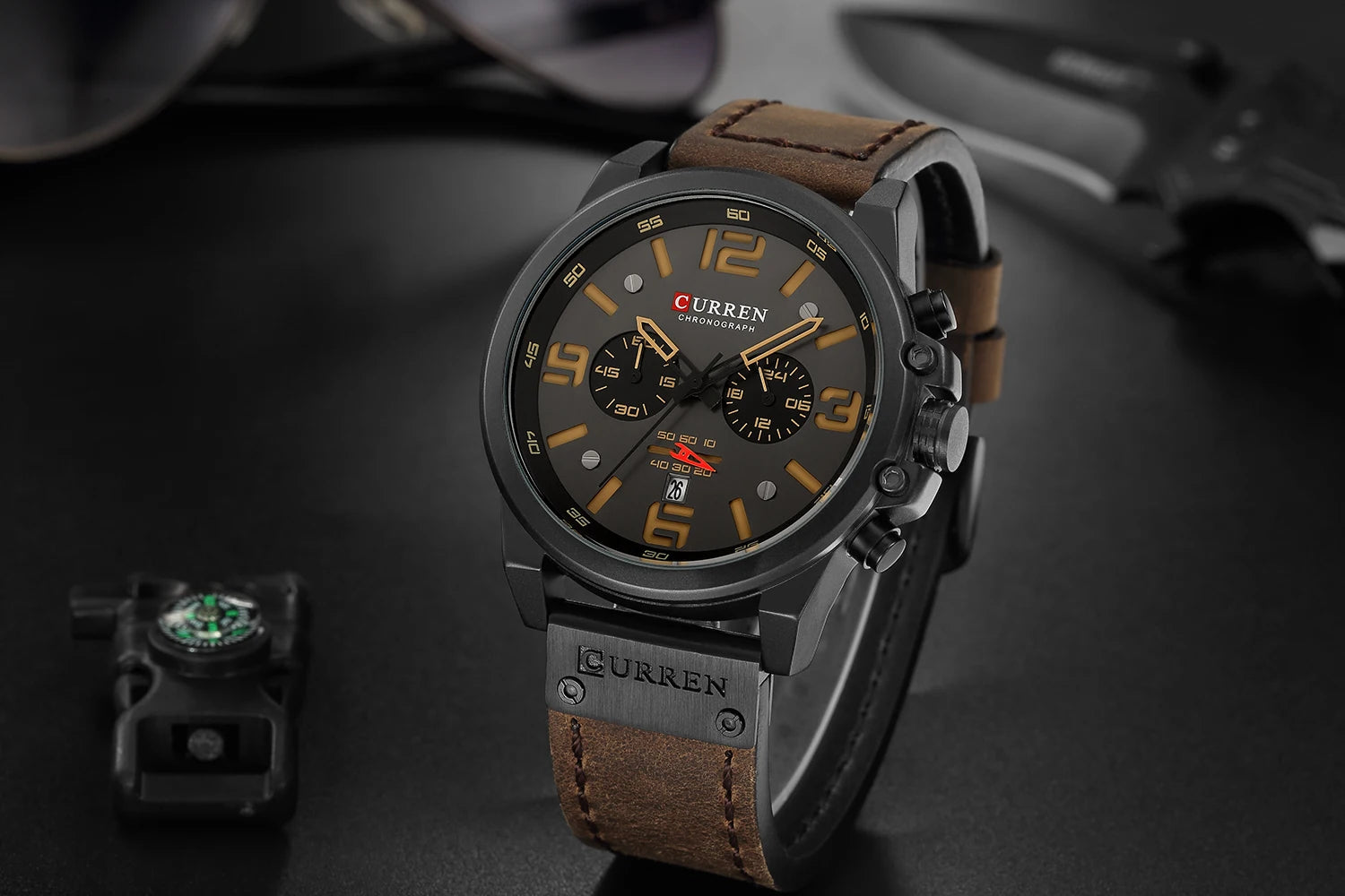Montre Homme CURREN Luxe Quartz Cuir Militaire – Date Sport Business Fashion