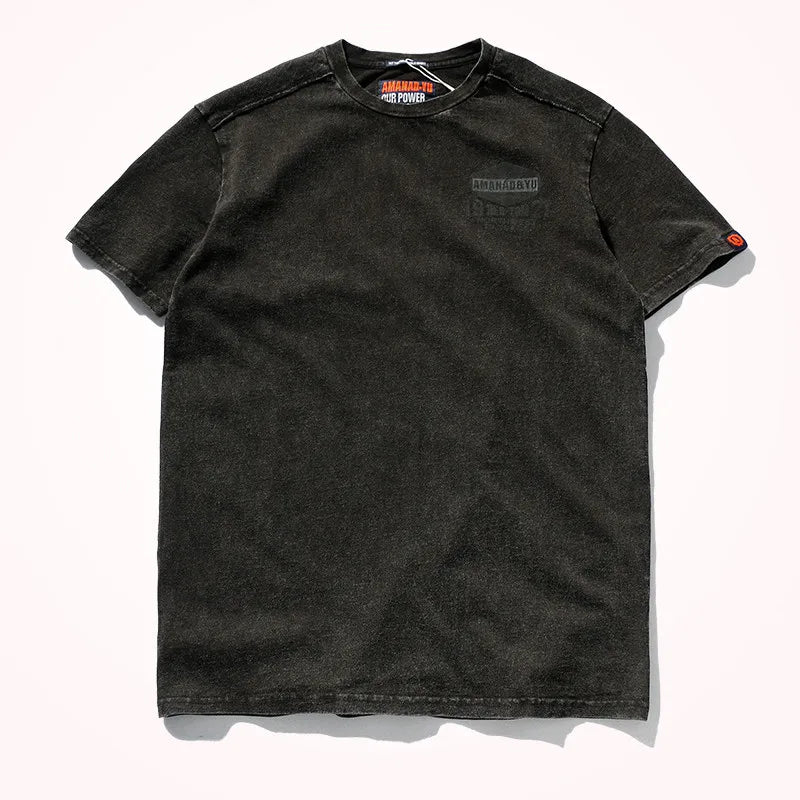 T-Shirt Homme Style Américain Streetwear Imprimé Col Rond Manches Courtes Coton Pur Lavé Vintage Casual Été Authentique Tendance – Tee Shirt Streetwear Premium Washed USA | Mode Homme Streetwear Premium